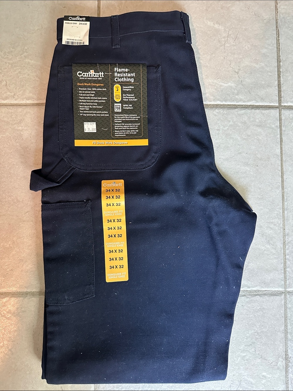 Carhartt Navy Work Duck Pants - Flame Resistant
